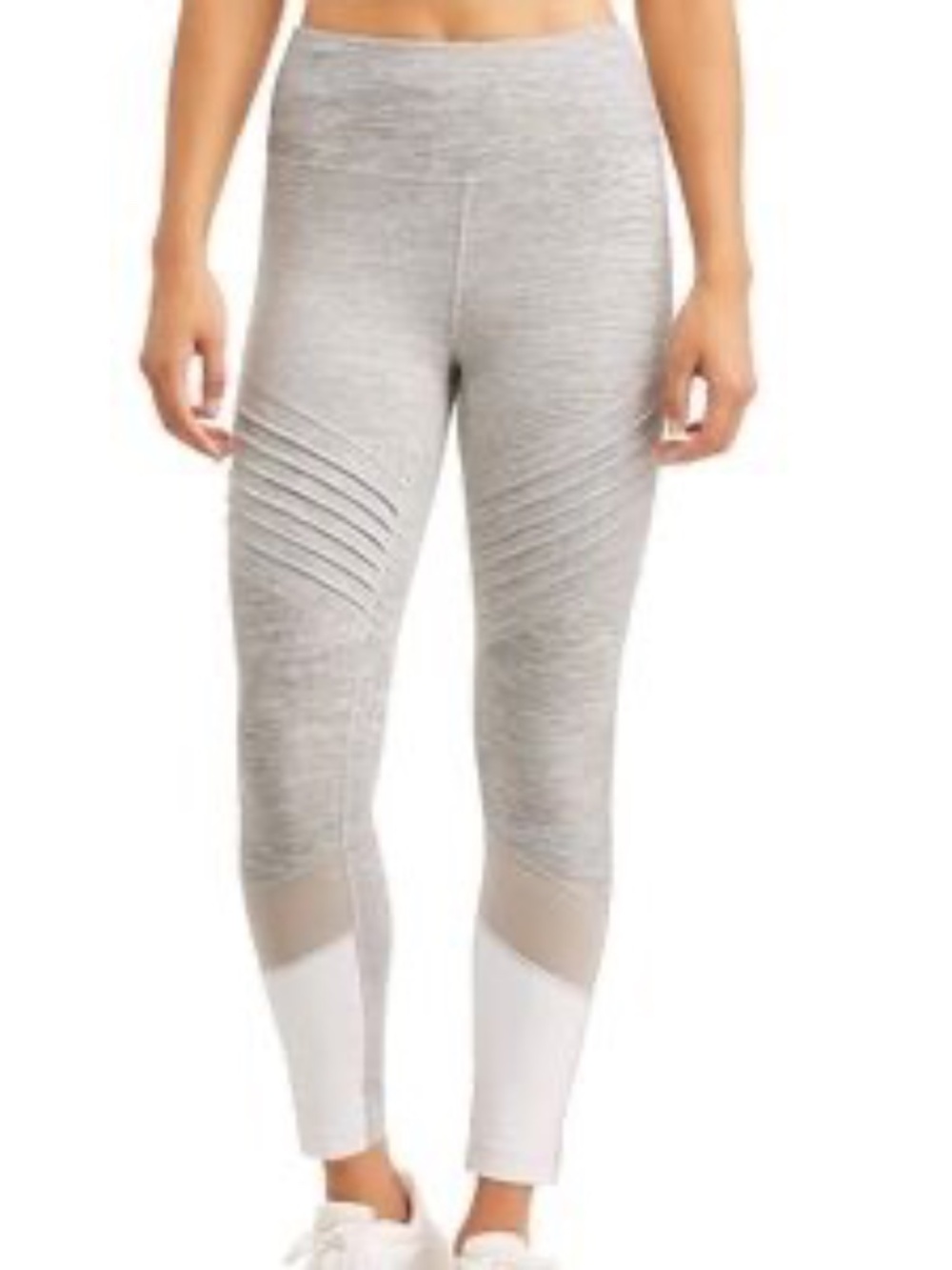 Avia Performance Moto Mesh ColorBlock High-Waist Leggings Size L Gray White